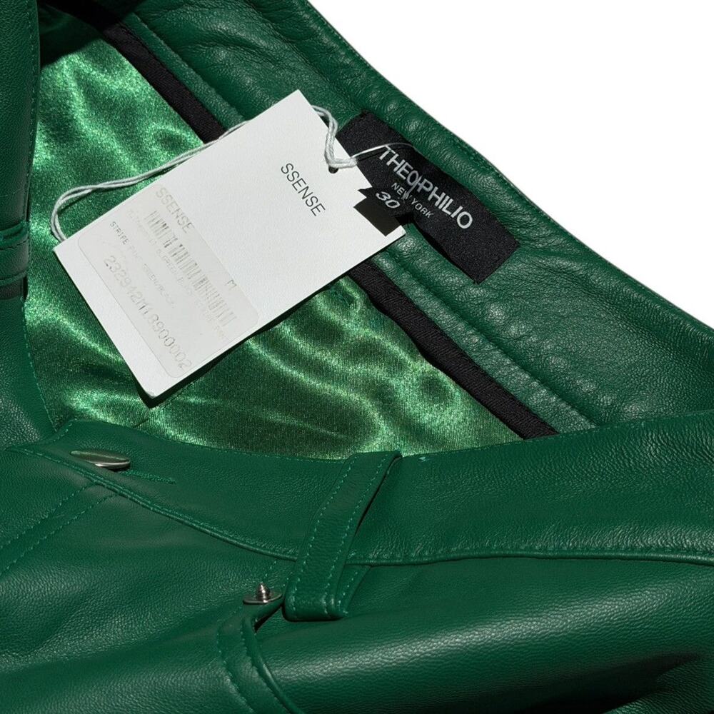 Green and Black Leather-Panel Chinos - Picture 3 of 5